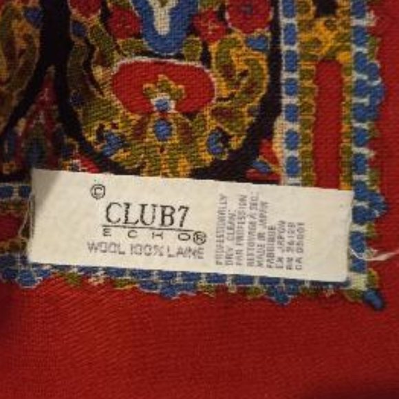 Vintage Club 7 Echo Scarf 100% Wool Made In Japan EUC - Picture 1 of 7